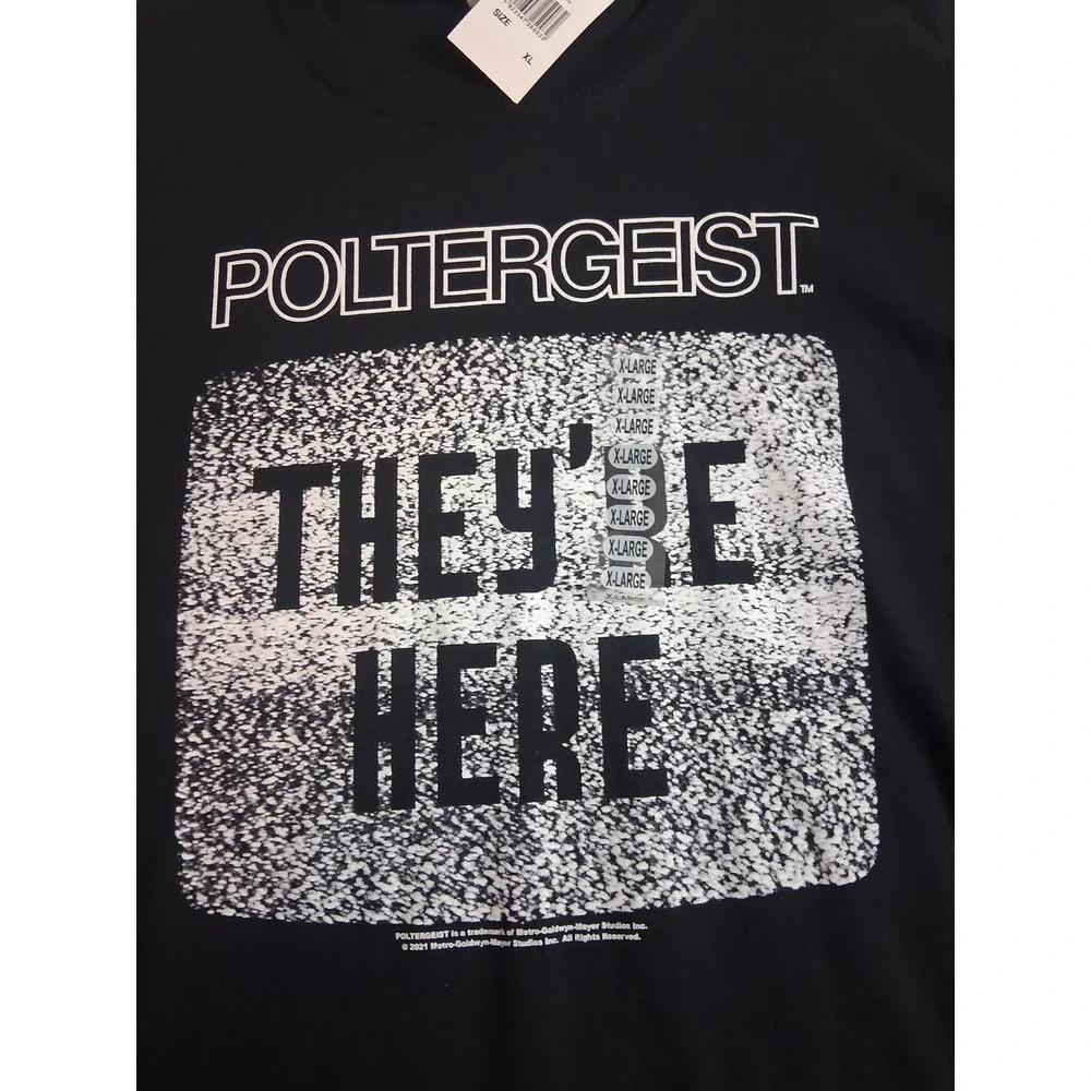 Poltergeist Movie They're Here Static Graphic T-Shirt Mens XL Black Horror NWT